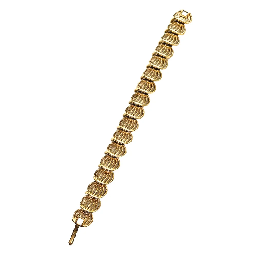Vintage Napier Bracelet Goldtone Filigree Panel Ornate Elegant Rope Texture
